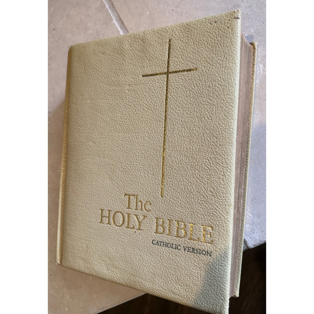 The Holy Bible Catholic‎ Version Gold Embossed Cross Cover 1966